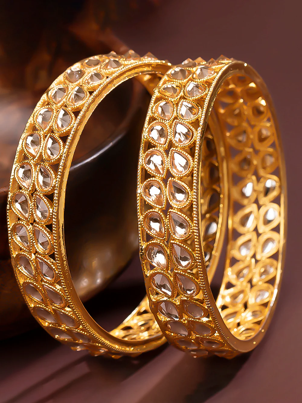 Fine Gold Plated Bangle Set For Women (Set of 2)